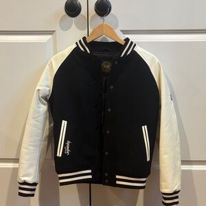 Superdry Black and Cream Varsity Jacket
